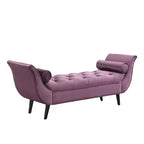 Banc de bout de lit Whisen, pouf de rangement, banc d'entrée avec velours capitonné, accoudoirs roulés, 2 coussins détachables, pieds en chêne massif, assemblage facile
