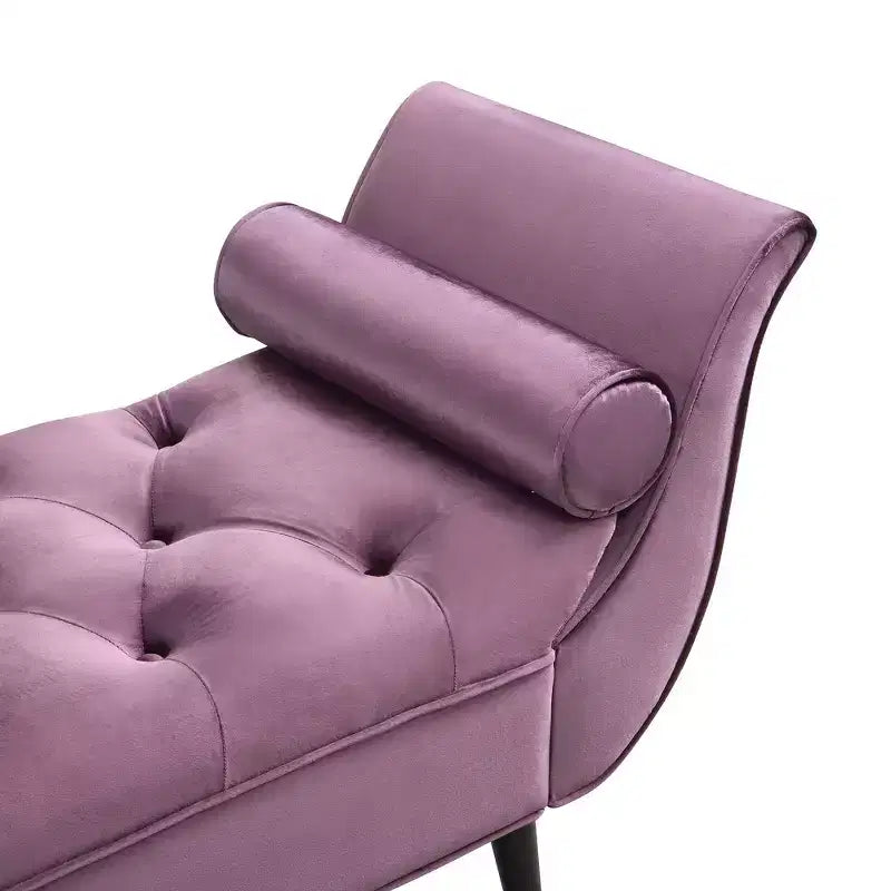 Banc de bout de lit Whisen, pouf de rangement, banc d'entrée avec velours capitonné, accoudoirs roulés, 2 coussins détachables, pieds en chêne massif, assemblage facile