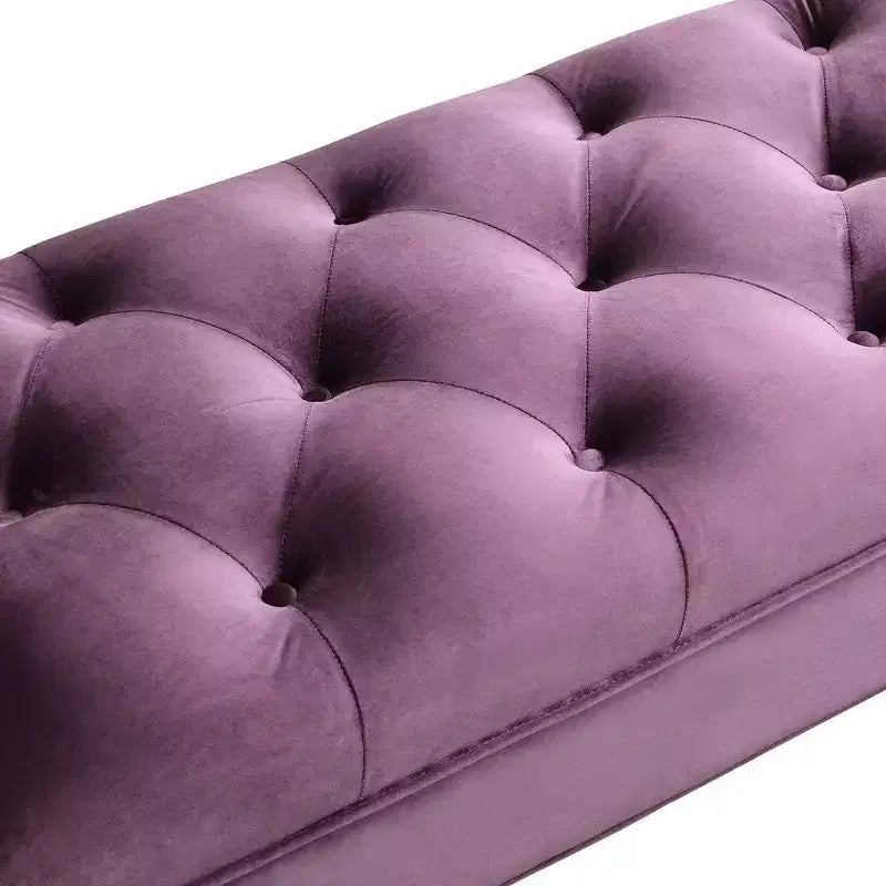 Banc de bout de lit Whisen, pouf de rangement, banc d'entrée avec velours capitonné, accoudoirs roulés, 2 coussins détachables, pieds en chêne massif, assemblage facile