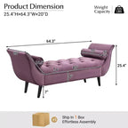 Banc de bout de lit Whisen, pouf de rangement, banc d'entrée avec velours capitonné, accoudoirs roulés, 2 coussins détachables, pieds en chêne massif, assemblage facile