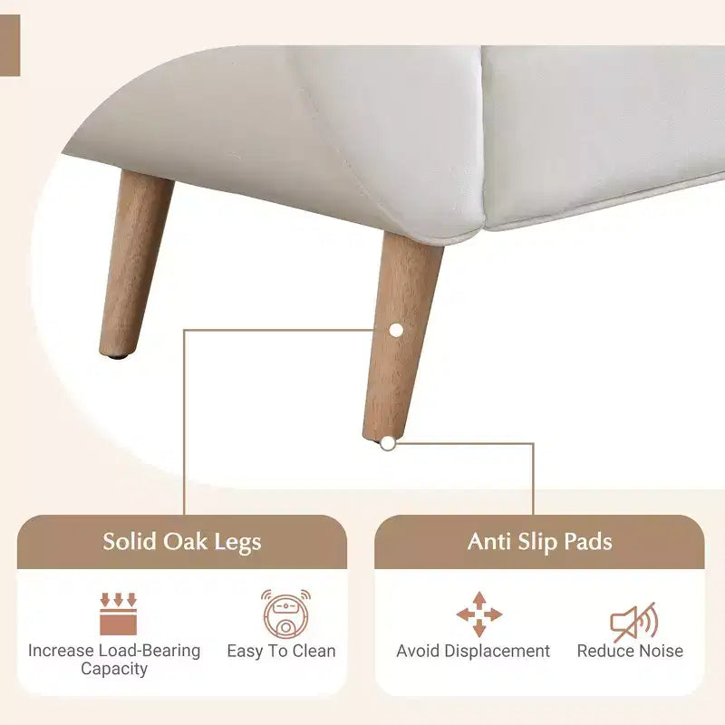 Banc de bout de lit Whisen, pouf de rangement, banc d'entrée avec velours capitonné, accoudoirs roulés, 2 coussins détachables, pieds en chêne massif, assemblage facile