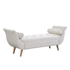 Banc de bout de lit Whisen, pouf de rangement, banc d'entrée avec velours capitonné, accoudoirs roulés, 2 coussins détachables, pieds en chêne massif, assemblage facile