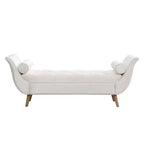 Banc de bout de lit Whisen, pouf de rangement, banc d'entrée avec velours capitonné, accoudoirs roulés, 2 coussins détachables, pieds en chêne massif, assemblage facile