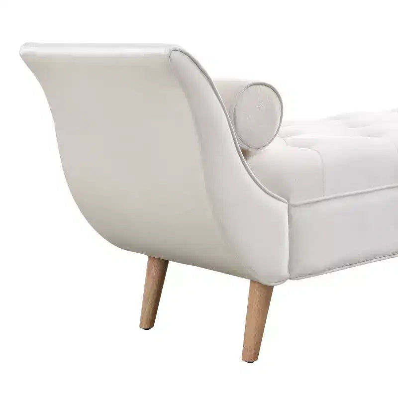Banc de bout de lit Whisen, pouf de rangement, banc d'entrée avec velours capitonné, accoudoirs roulés, 2 coussins détachables, pieds en chêne massif, assemblage facile