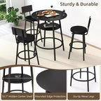 Zevemomo Ensemble table de bar ronde 4 pièces de 28,9 po avec 3 tabourets rembourrés épais avec dossier pour petit espace, bistro, noir