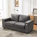 Canapé double minimaliste surdimensionné 71 - Canapé 2 places moderne en chenille, assise profonde, accoudoirs larges, poches de rangement latérales, housse de coussin lavable