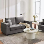 Canapé double minimaliste surdimensionné 71 - Canapé 2 places moderne en chenille, assise profonde, accoudoirs larges, poches de rangement latérales, housse de coussin lavable