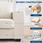 Canapé double minimaliste surdimensionné 71 - Canapé 2 places moderne en chenille, assise profonde, accoudoirs larges, poches de rangement latérales, housse de coussin lavable