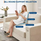 Canapé double minimaliste surdimensionné 71 - Canapé 2 places moderne en chenille, assise profonde, accoudoirs larges, poches de rangement latérales, housse de coussin lavable