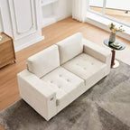 Canapé double minimaliste surdimensionné 71 - Canapé 2 places moderne en chenille, assise profonde, accoudoirs larges, poches de rangement latérales, housse de coussin lavable