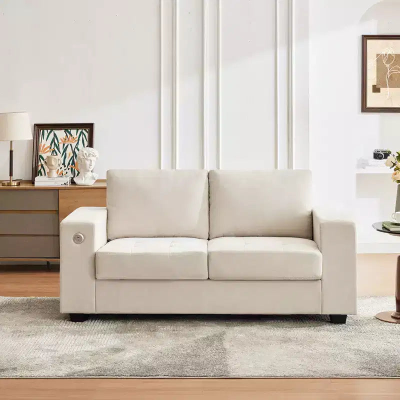 Oversized 71 Minimalist Loveseat Sofa - Modern Chenille 2 Seater, Deep Seat, Wide Armrests, Side Storage Pockets, Washable Cushion Cover