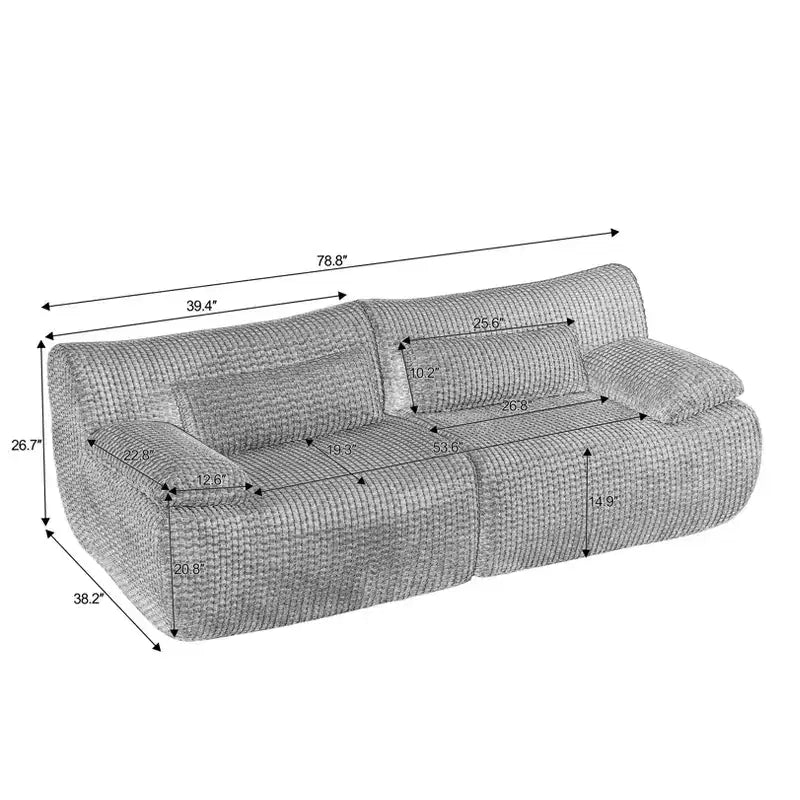 GDFStudio Ellington Canapé deux places surdimensionné en velours côtelé sans ossature, 78 po