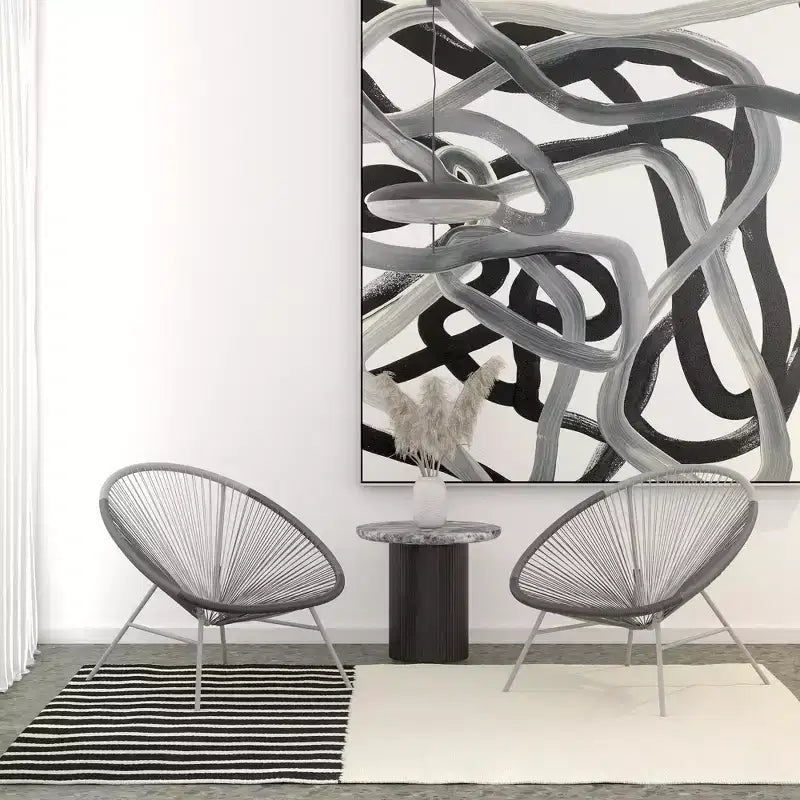 Chaises longues GDFStudio Bjorn modernes en acier et résine tressée avec grand design enveloppant (ensemble de 2)