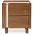 LuxenHome 21.6 Brown Nightstand with 2 Drawers, Mid Century Modern Night Stand for Bedroom, Wooden Bedside Table for Living Room