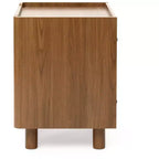 LuxenHome Table de chevet marron de 55 cm avec 2 tiroirs, table de chevet moderne du milieu du siècle pour chambre à coucher, table de chevet en bois pour salon