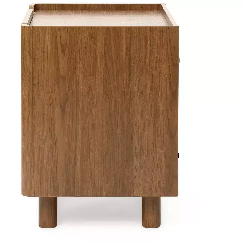 LuxenHome Table de chevet marron de 55 cm avec 2 tiroirs, table de chevet moderne du milieu du siècle pour chambre à coucher, table de chevet en bois pour salon