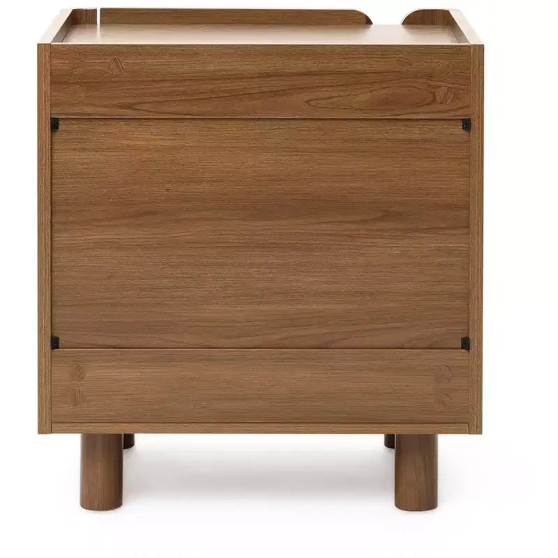 LuxenHome Table de chevet marron de 55 cm avec 2 tiroirs, table de chevet moderne du milieu du siècle pour chambre à coucher, table de chevet en bois pour salon