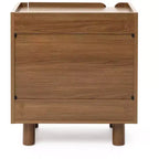 LuxenHome Table de chevet marron de 55 cm avec 2 tiroirs, table de chevet moderne du milieu du siècle pour chambre à coucher, table de chevet en bois pour salon