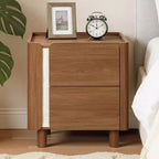 LuxenHome Table de chevet marron de 55 cm avec 2 tiroirs, table de chevet moderne du milieu du siècle pour chambre à coucher, table de chevet en bois pour salon