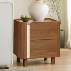 LuxenHome Table de chevet marron de 55 cm avec 2 tiroirs, table de chevet moderne du milieu du siècle pour chambre à coucher, table de chevet en bois pour salon