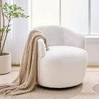 Fauteuil d'appoint pivotant Almeda en tissu Teddy avec dossier ergonomique de GDFStudio
