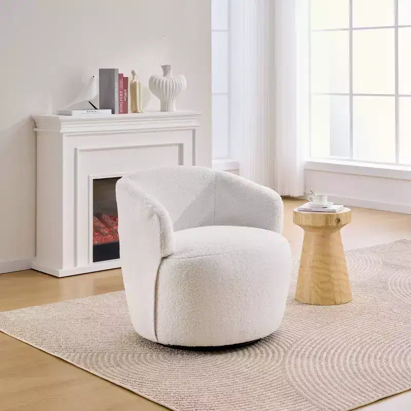 Fauteuil d'appoint pivotant Almeda en tissu Teddy avec dossier ergonomique de GDFStudio