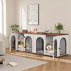Modern Dog Crate Furniture, Large Indoor Wooden Kennel, Removable Divider, Divider, Cushions, Doors, for Living Room, Home
