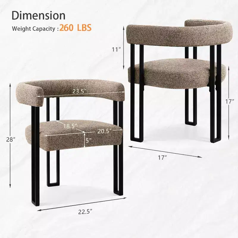 Lot de 4 chaises de salle à manger modernes rembourrées avec accoudoirs et dossier incurvé, chaises de cuisine et de salle à manger avec pieds en métal noir-Panipeachy