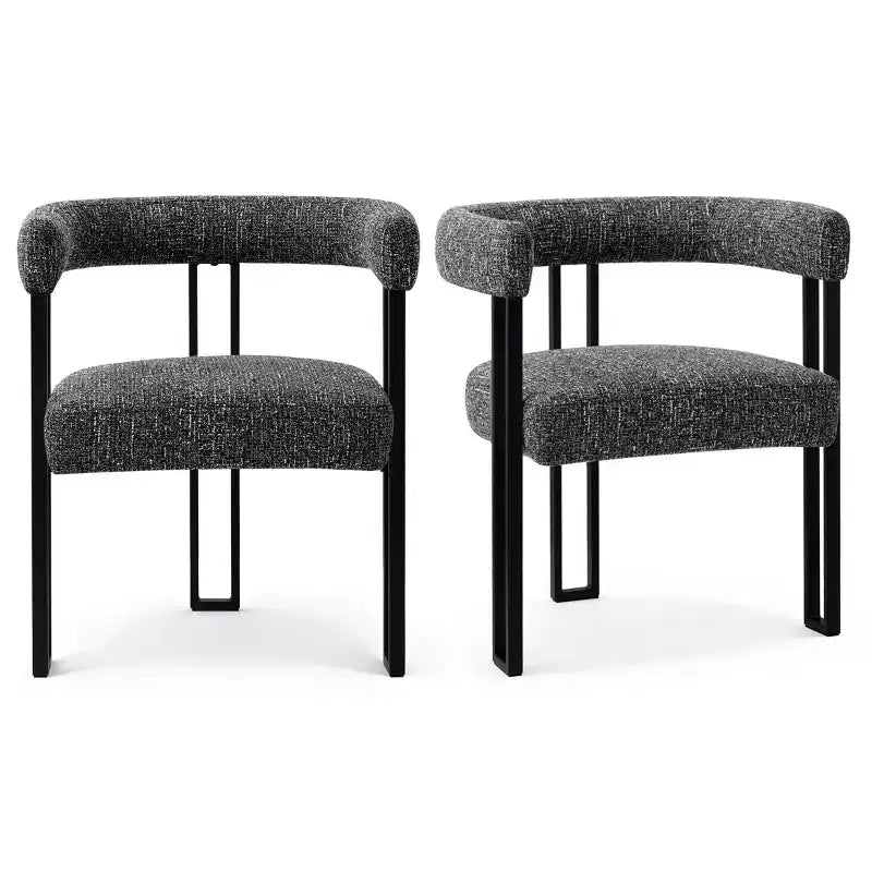 Lot de 4 chaises de salle à manger modernes rembourrées avec accoudoirs et dossier incurvé, chaises de cuisine et de salle à manger avec pieds en métal noir-Panipeachy