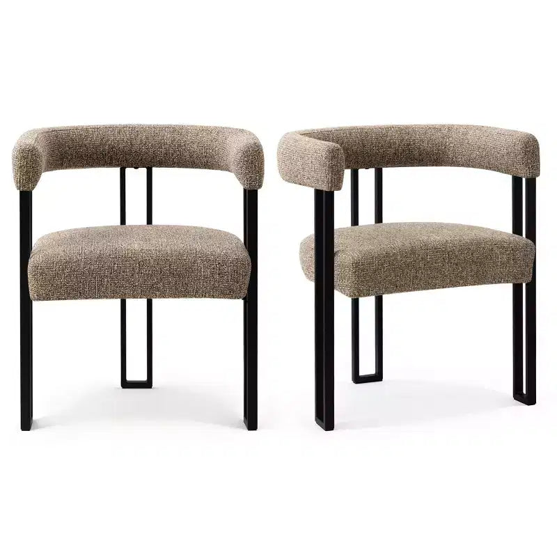 Lot de 4 chaises de salle à manger modernes rembourrées avec accoudoirs et dossier incurvé, chaises de cuisine et de salle à manger avec pieds en métal noir-Panipeachy