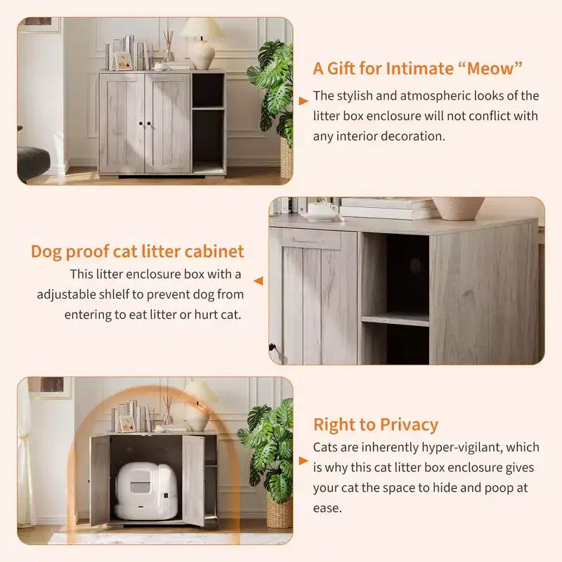 Meuble Cache-Litière pour Chat, Grande Maison de Toilette Intérieure pour Chat, pour la Maison, le Salon
