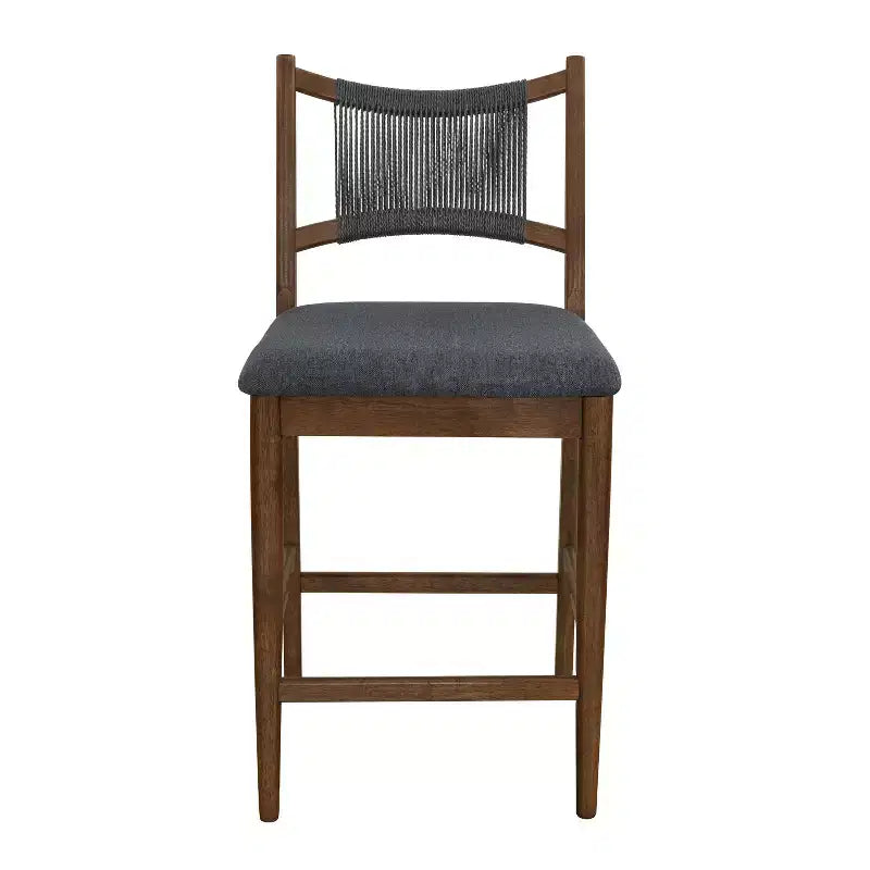 Tabourets de bar en bois ModernLuxe, tabourets de salle à manger rembourrés avec dossier en corde tressée - Lot de 2/4