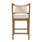 Tabourets de bar en bois ModernLuxe, tabourets de salle à manger rembourrés avec dossier en corde tressée - Lot de 2/4