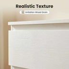Commode blanche à 6 tiroirs, commode moderne pour chambre à coucher avec plateau spacieux, meuble en bois avec poignées dissimulées et 6 tiroirs profonds pour chambre à coucher