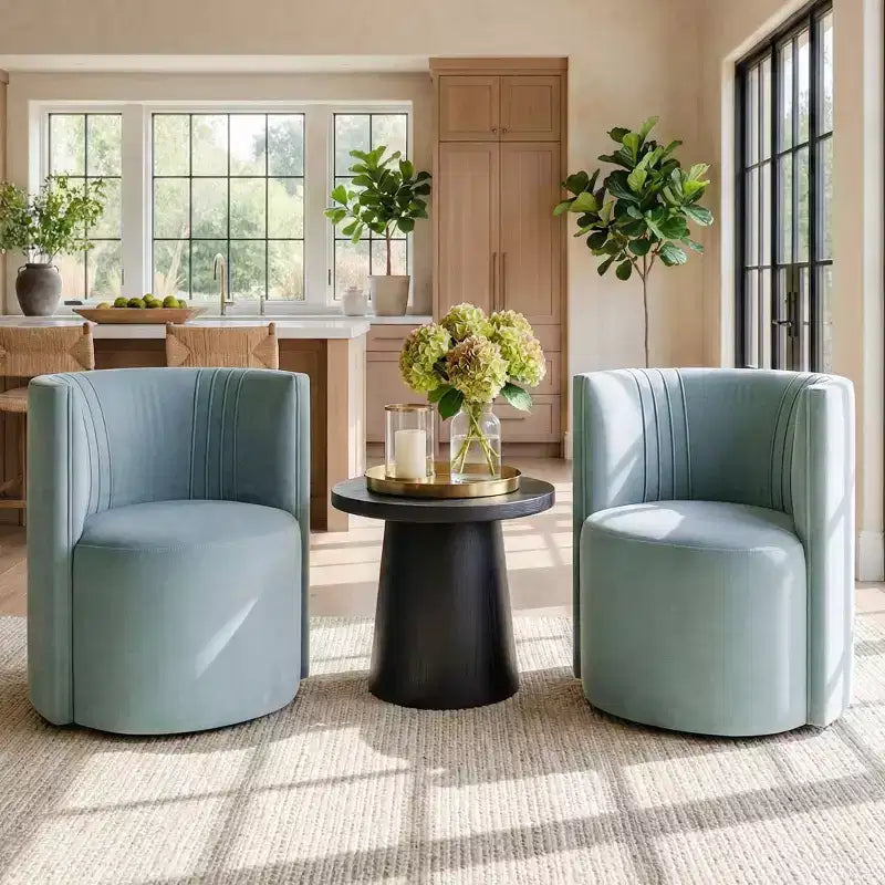 Lot de 2 chaises de salle à manger pivotantes à 360° modernes, chaises de salle à manger sans accoudoirs en velours avec dossier incurvé pour salle à manger ou salon - Panipeachy