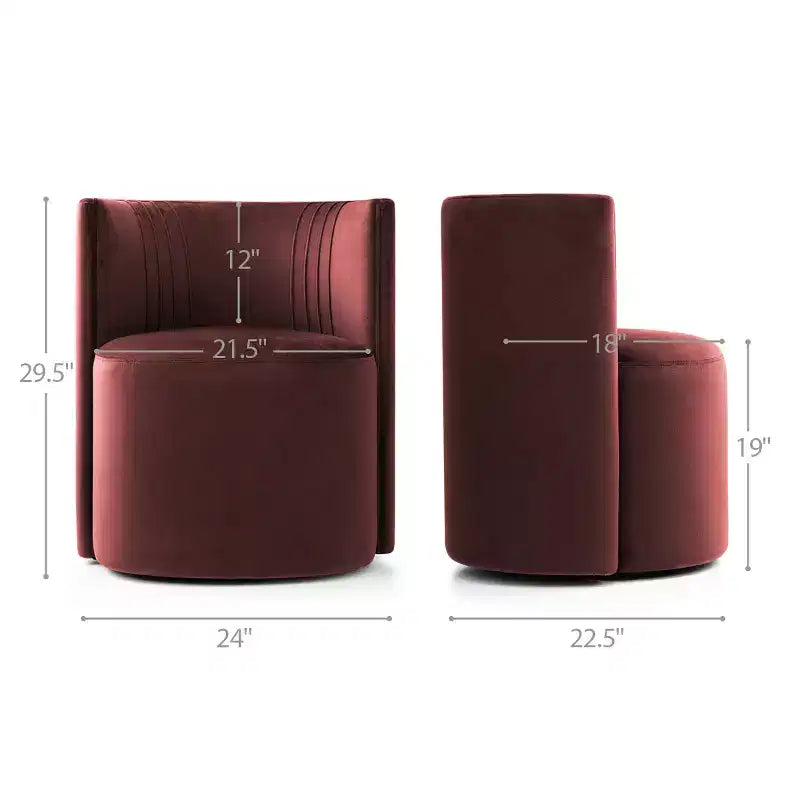 Lot de 2 chaises de salle à manger pivotantes à 360° modernes, chaises de salle à manger sans accoudoirs en velours avec dossier incurvé pour salle à manger ou salon - Panipeachy