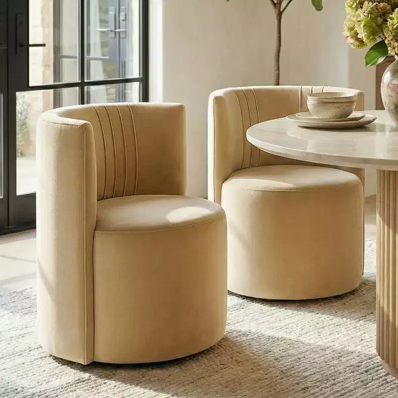 Lot de 2 chaises de salle à manger pivotantes à 360° modernes, chaises de salle à manger sans accoudoirs en velours avec dossier incurvé pour salle à manger ou salon - Panipeachy