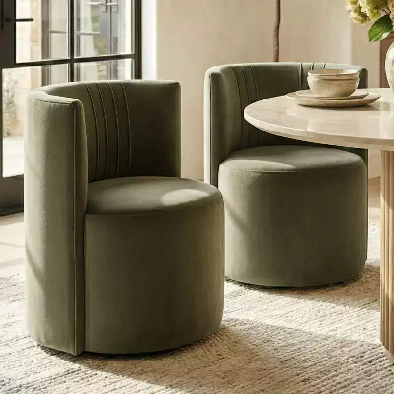 Lot de 2 chaises de salle à manger pivotantes à 360° modernes, chaises de salle à manger sans accoudoirs en velours avec dossier incurvé pour salle à manger ou salon - Panipeachy