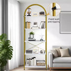 Étagère bibliothèque moderne à 5 niveaux - Structure en métal avec grandes étagères ouvertes en bois, meuble de rangement pour salon, chambre et bureau à domicile