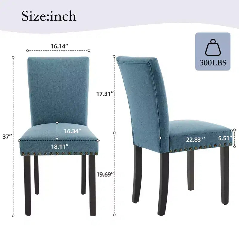 Ensemble de chaises de salle à manger rembourrées, chaises modernes néoclassiques en tissu lin avec coussin épais, décor de salle à manger et de salon