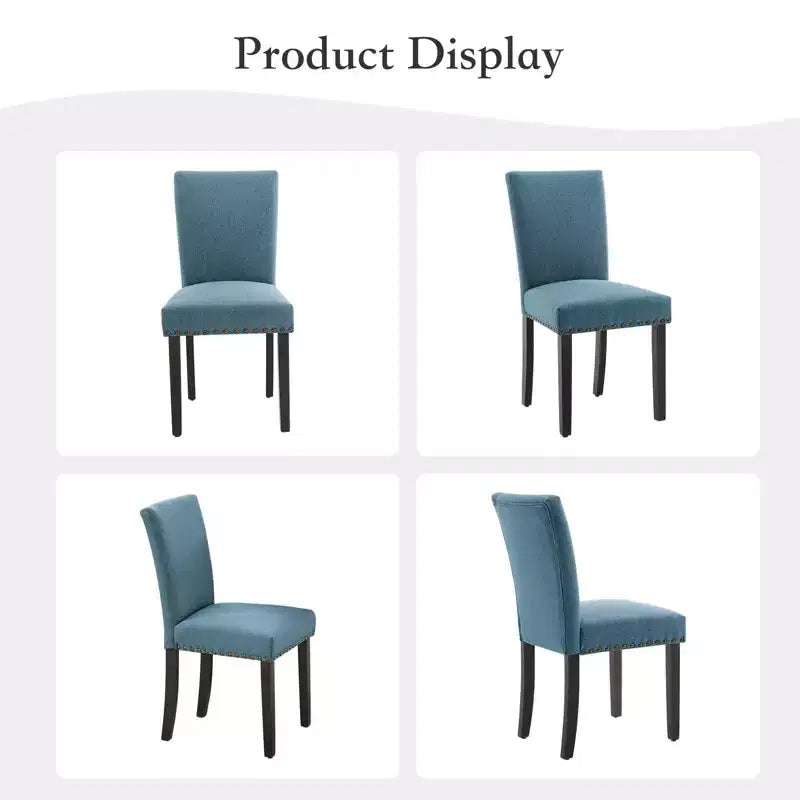 Ensemble de chaises de salle à manger rembourrées, chaises modernes néoclassiques en tissu lin avec coussin épais, décor de salle à manger et de salon