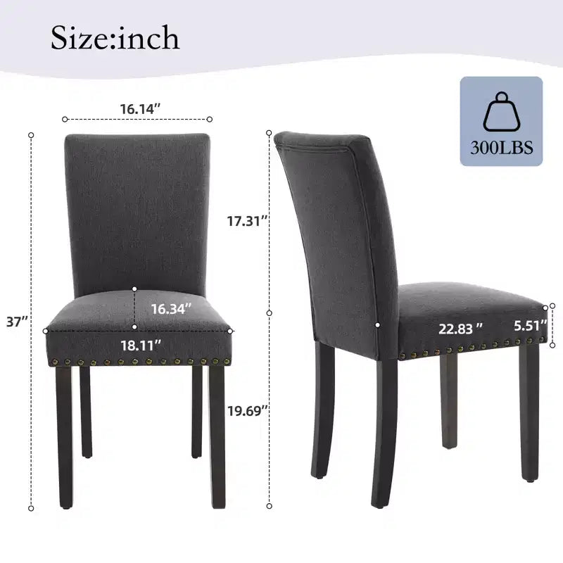 Ensemble de chaises de salle à manger rembourrées, chaises modernes néoclassiques en tissu lin avec coussin épais, décor de salle à manger et de salon