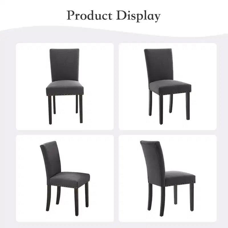 Ensemble de chaises de salle à manger rembourrées, chaises modernes néoclassiques en tissu lin avec coussin épais, décor de salle à manger et de salon