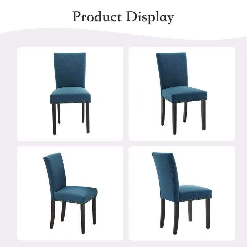 Ensemble de chaises de salle à manger rembourrées, chaises modernes néoclassiques en tissu lin avec coussin épais, décor de salle à manger et de salon