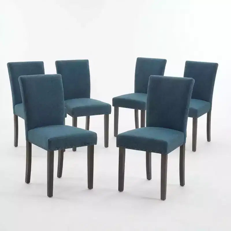 Ensemble de chaises de salle à manger rembourrées, chaises modernes néoclassiques en tissu lin avec coussin épais, décor de salle à manger et de salon
