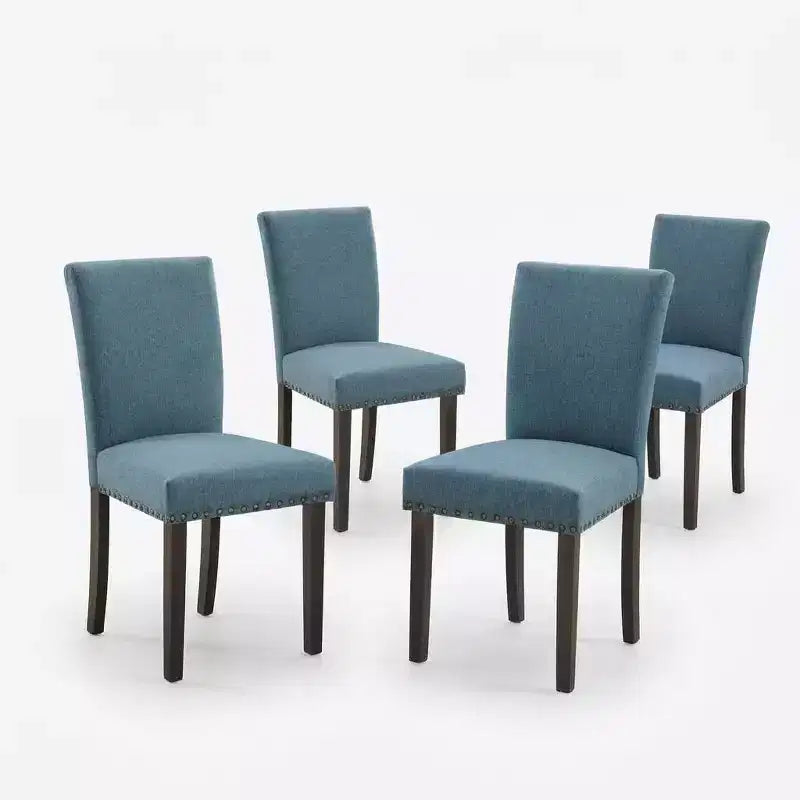 Ensemble de chaises de salle à manger rembourrées, chaises modernes néoclassiques en tissu lin avec coussin épais, décor de salle à manger et de salon