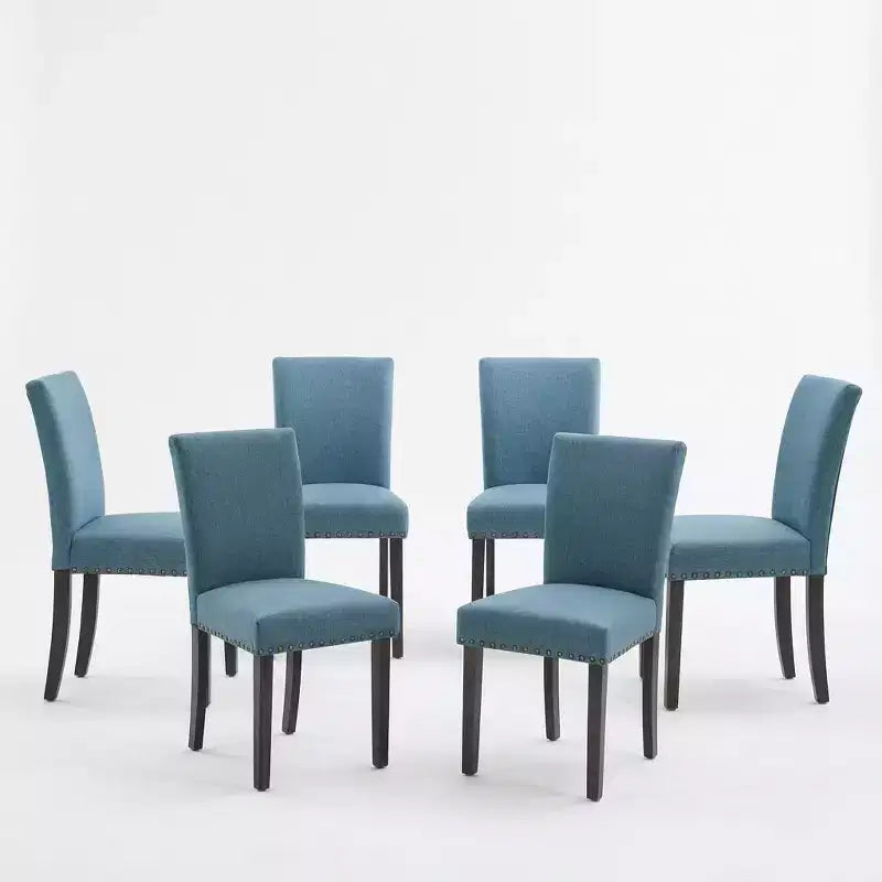 Ensemble de chaises de salle à manger rembourrées, chaises modernes néoclassiques en tissu lin avec coussin épais, décor de salle à manger et de salon