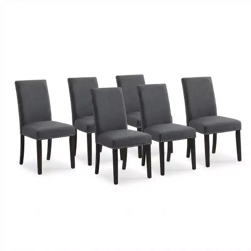 Ensemble de chaises de salle à manger rembourrées, chaises modernes néoclassiques en tissu lin avec coussin épais, décor de salle à manger et de salon