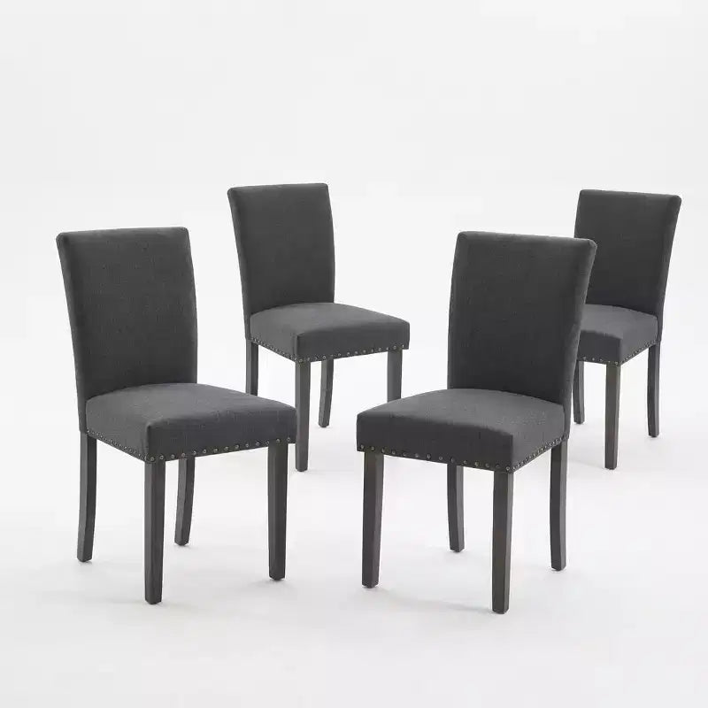 Ensemble de chaises de salle à manger rembourrées, chaises modernes néoclassiques en tissu lin avec coussin épais, décor de salle à manger et de salon