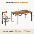 Zevemomo Ensemble table et chaises de salle à manger 7 pièces, ensemble de table de cuisine et 6 chaises avec dossier incurvé pour cuisine et salon, style ferme, marron